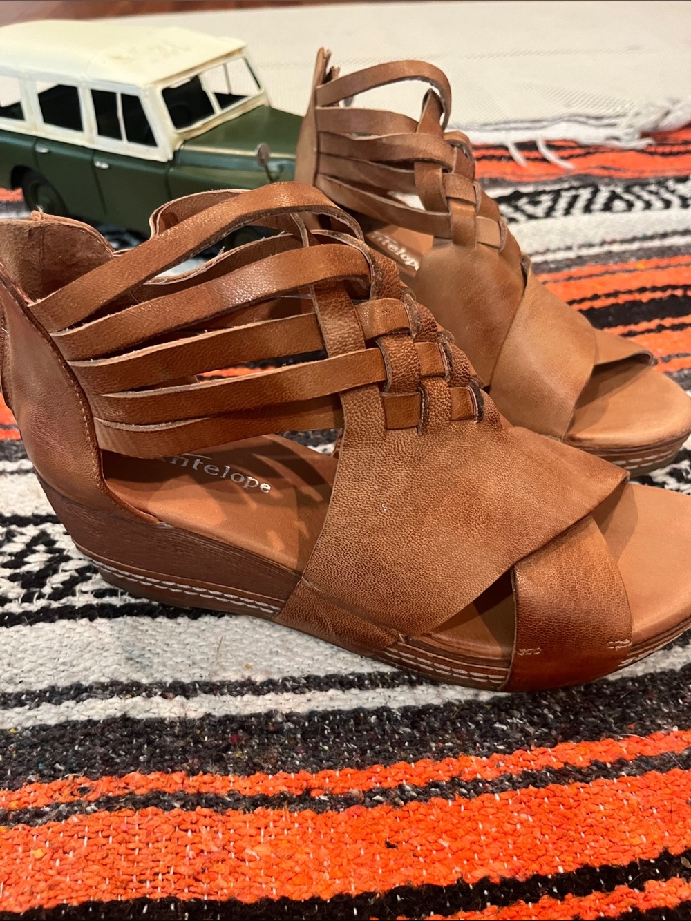 Antelope Brown Strappy Wedge Sandals